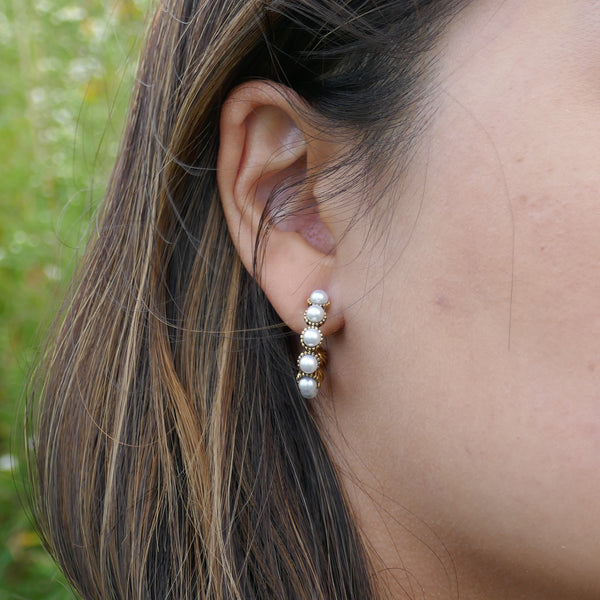 Ring of Pearls Small Hoop Earrings