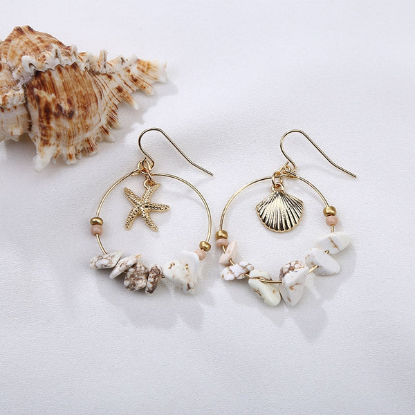 Scattered Seashells Circle Earrings